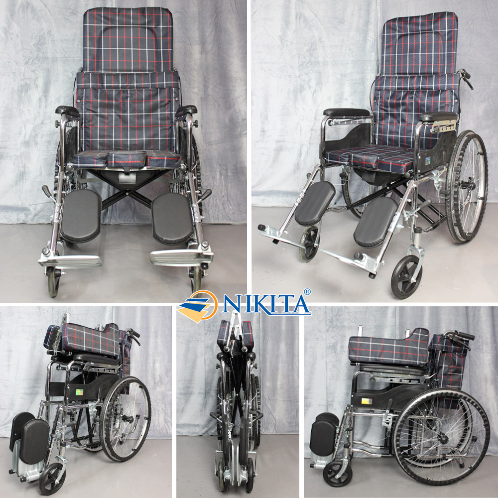 Xe lăn tay ngả giường có bô Nikita N213-1 - Ảnh 2