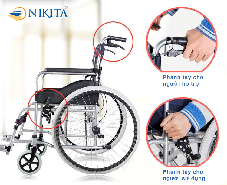 Xe lăn gấp gọn tiện lợi Nikita S213-2D