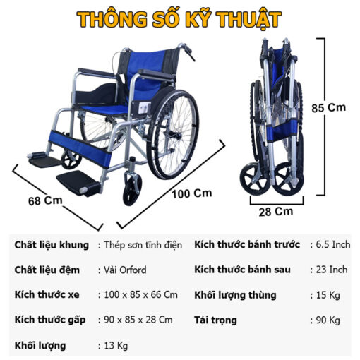 Xe lăn gấp gọn tiện lợi Nikita S213-2D