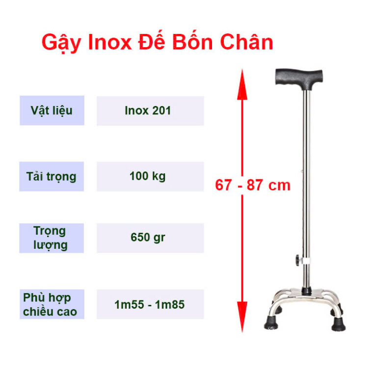 Gậy Chống 4 Chân Tập Đi Cho Người Lớn Tuổi NIKITA GNG-4TU - Ảnh 2